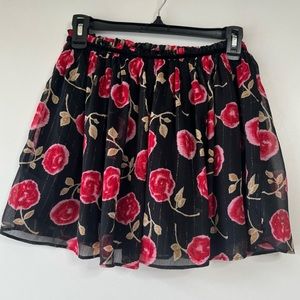 Kate spade girls metallic floral print pleated chiffon skirt